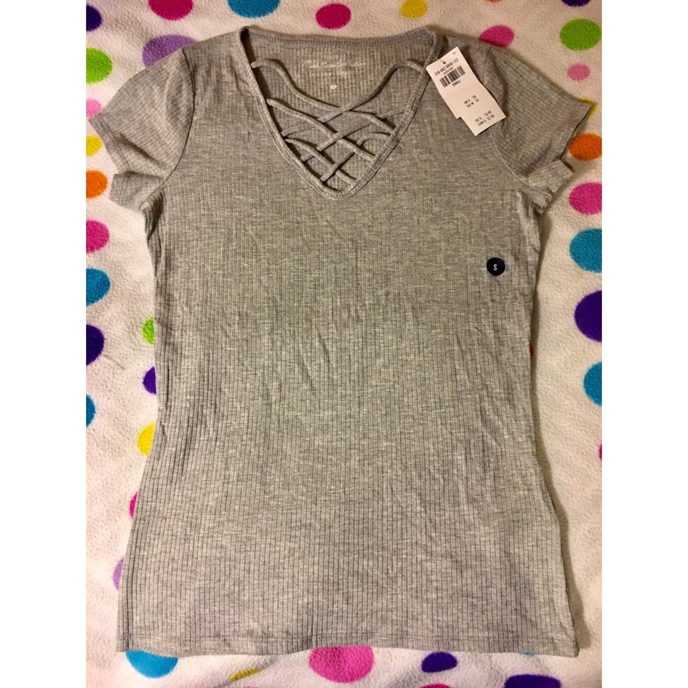 NWT Hollister Gray Strappy V-Neck